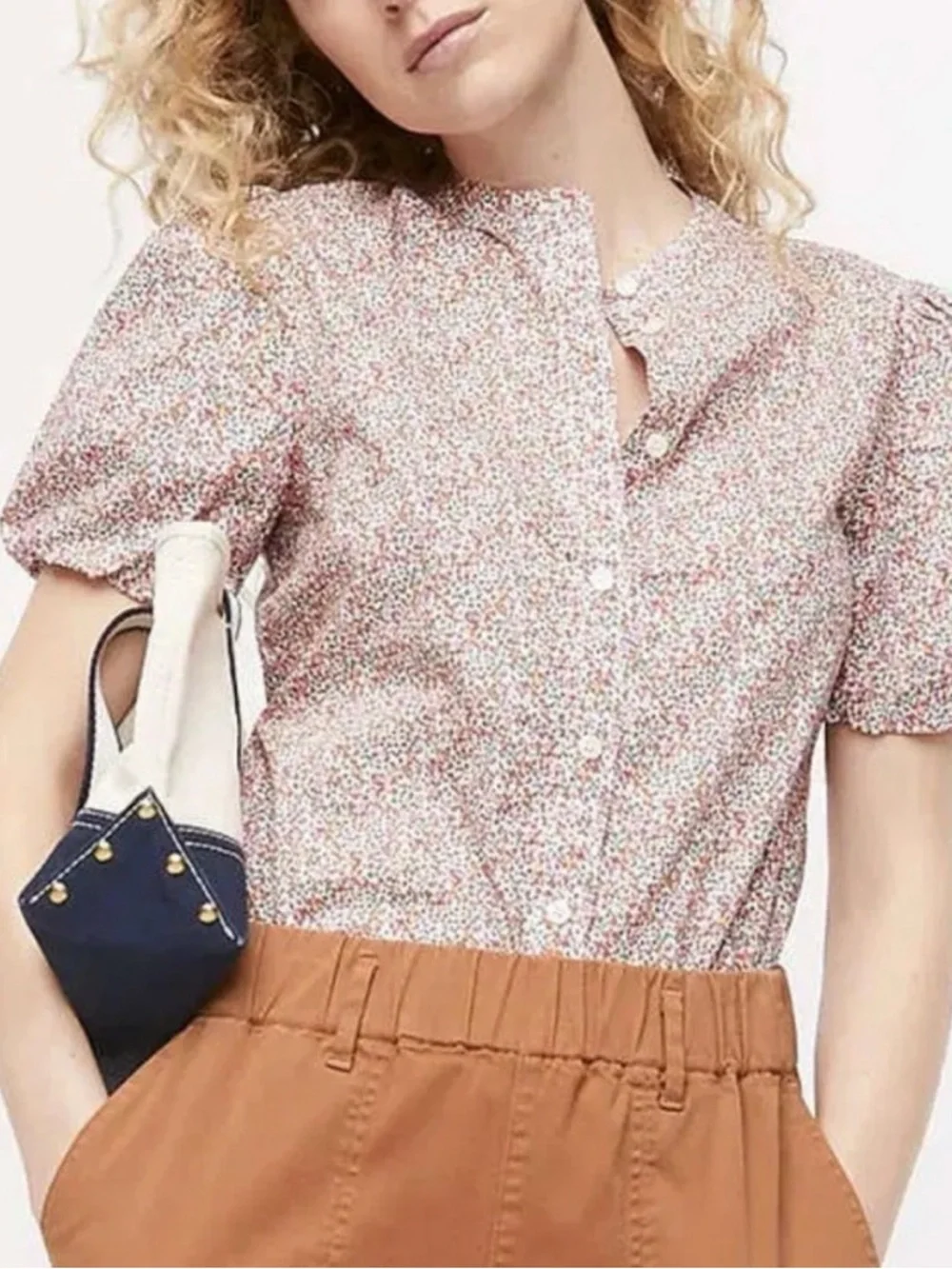 J.Crew Eloise Floral Liberty Fabric Puff Sleeve Button Down Blouse